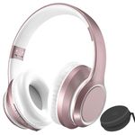 Rockpapa E8 Bluetooth Kids Headphones, Kids Wireless Headphones Over Ear, Foldable Hi-Fi Stereo, Wireless Wired Headphones with Mic for School/Tablet/PC, Include Travel Case, Pink