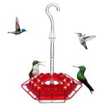 gudong Hanging Hummingbird Feeder, Outdoor Hummingbird Feeders, Bird Nectar Leak-Proof Saucer Feeders for Garden Yard Patio (Red)