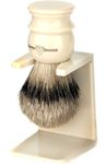 Edwin Jagger Silvertip Shaving Brush with Drip Stand - Large, Imitation Ivory