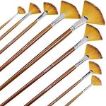 Artist Fan Paint Brushes Set 9pcs -