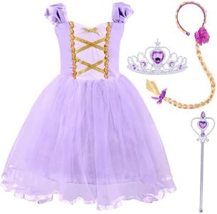 COTRIO Baby Girls Princess Dresses Birthday Outfit Toddler Kids Halloween Costumes Xmas Party Dress Up with Accessories Size 12-18 Months Purple