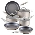 Anolon Achieve Hard Anodized Nonstick Cookware Pots and Pans Set, 9 Piece - Silver