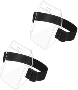 HAIKING Arm Badge Holder, 2 PCS High Visibility Waterproof Identity Card Arm Band with Black Adjustable Strap for Security Officer, Outdoor Exercise (11 x 11cm/4.33 x 4.33in)