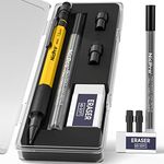 Nicpro 1.3 mm Mechanical Pencils Set with 12 Lead Refill, Eraser, Weatherproof Metal Barrel, Heavy Duty Carpenter Pencil for Outdoor Marking Drafting Drawing Sketching Woodworking, with Case