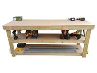 Arbor Garden Solutions wooden MDF workbench with double shelf, garage table (4ft)