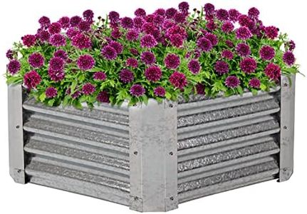 Sunnydaze Galvanized Steel Raised Garden Bed Kit - Outdoor Metal Planter for Plants and Vegetables - 16" H Hexagon - Silver