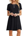 MOLERANI Summer Dresses for Women UK Casual T-Shirt Dress Short Sleeve Ladies Beach Dress (L, Black)