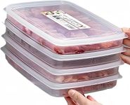 2 Pack Plastic Bacon Box, Deli Meat Saver Cold Cuts Fridge Keeper, Cheese Food Storage Container with Lid for Refrigerator, Shallow Low Profile Christmas Cookie Holder