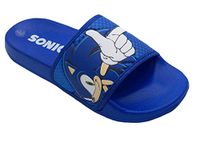 Sonic The Hedgehog, Boys or Girls Sliders, Flip Flops, Pool Sandals, Blue, Size 3 UK