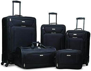 American Tourister Fieldbrook XLT Softside Upright Luggage, Black, 4-Piece Set (BB/DF/21/25), Fieldbrook XLT Softside Upright Luggage