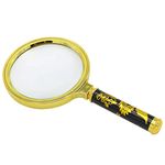 GLUN 80mm Antique, Handheld Magnifying Glass, Handle Magnifier Reading, Jewellery Magnifying Glass (Golden ‎Magnifier Glass)