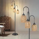 OUTON Rattan Floor Lamp with 3 Arc 