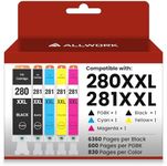 280XXL 281XXL Compatible for Canon 280 281 TR8620a Ink Cartridges PGI-280XXL CLI-281XXL 280 XXL 281 XXL Compatible with TR8620 TS702a TS9520 TS9521C TR8520 TS6220 TS6320 TS8220 5-Pack Combo