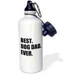 3dRose wb_184992_1 Best Dog Dad Ever Fun Pet Owner Gifts for Him Animal Lover Text Sports Water Bottle, 21 oz, Brown