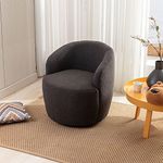 Kayan Teddy Fabric Swivel Accent Armchair Barrel Chair With Black Powder Coating Metal Ring (Dark Gray)