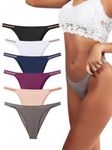 Buankoxy Women's Knickers String Bikini Panties Ladies Underwear No Show Tanga Hipster Women Briefs 6 Pack(Multicolor,6)