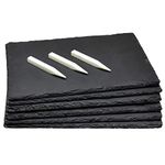 Set of 6 Black Slate Charcuterie Boards with Chalk, Individual Stone Plates for Cheese, Meat, Appetizers (8 x 11.8 in)