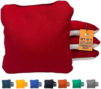 Cornhole365 Stick & Slide Cornhole Bags - Resin Filled, Canvas and Suede, Tournament Bean Bags, Regulation, Slick Shot Bags, Cornhole Bags - Red - Set of 4