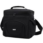 MIER Large Lunch Bag for Men Adult Insulated Lunch Box Cool Bags with Shoulder Strap Leakproof Lunch Cooler with Multiple Pockets for Work, Picnic, Travel, Camping (Black, 15L)