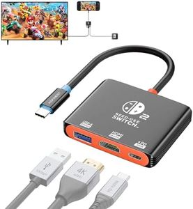 AGFINEST Switch 2 Portable Dock, USB C Hub Docking Station for Switch 2/1/OLED, 4K@60Hz HDMI TV Mode, 10Gbps USB 3.2, 100W PD Charging, Plug & Play Travel Dock