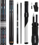 Pool Cue Stick with Case, 12.8mm Glass Fiber Pool Cue Stick, Pool Cue Kit, 58" Professional Pool Cue Set with Gloves, Aerator, 19 Oz (Black Rectangle)