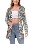 Anna-Kaci Women's Open Front Leopard Print Sequin Jacket Party Cocktail Coat Las Vegas Blazer Cardigan, Large