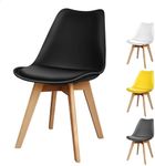 ALFORDSON PU Leather Dining Chair Set of 4 with Wood Legs, Kitchen Cafe Chair with Ergonomic Backrest & Anti-Slip Floor Protectors, Max 150kg, Black