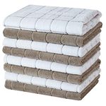 gryeer 8 Pack Microfibre Tea Towels, Super Absorbent, Soft and Lint Free Kitchen Towels, 45 x 65 cm, Khaki