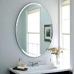 USHOWER 20"x28" Frameless Oval Wall Mirror for Bathroom/Vanity, Beveled Edge, Simple & Elegant Look