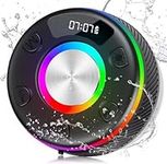 Bluetooth Shower Speaker, Portable Speakers Bluetooth 5.3 with HD Sound, IPX7 Waterproof, Colorful RGB Light/LED Display/Shower Radio/Hands-Free Call/Suction Cup, Perfect for Bathroom Sing-Along