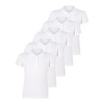 The Essentials Direct Girls Pack of 5 White Polo Shirts Sizes 4 to 16 Years 100% Cotton UK Ex Stores School Uniform (UK, Age, 11 Years, 12 Years, Regular, White)