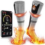 Heated Socks for Men Women Washable Rechargeable APP Control 22.2WH Battery Electric Heating Socks for Hunting(Grey，M)
