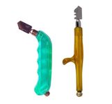 Excel Impex Glass Cutter Set of 2- Improved Design Premium Oil Feed Pistol Grip Glass Cutter & Gripped Oil Feed Tungsten Carbide Wheel Type Glass Cutter