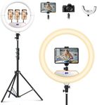 Auriani 18" Large Ring Light with 60" Tripod Stand for iPhone, Portable Foldable Bi-Color 2500-6500K LED Big Ringlight for iPad with Bluetooth Remote Video Recording YouTube TikTok Photography Makeup