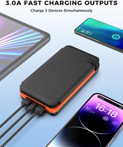 A ADDTOP Solar Charger Power Bank 25000mAh – 4-Panel Fast Charging, Orange