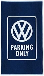 BRISA VW Collection - Serviette de Plage-Sauna-Tapis de Bain avec Logo et Inscription (Parking Only/Bleu) ES/Idée de Cadeau (Parking Only/Bleu)