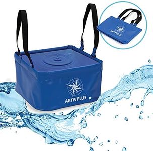 AktivPlus® Robust Folding Bucket with 16 L or 21 L Capacity (Blue), Reinforced Corners as a Foldable Bucket, for Camping, Fishing, can be Used as a Washing Bowl and Washing Bowl, Folding Bowl