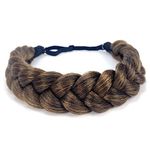 TOECWEGR Braided Headband 2 Strands Synthetic Hair Braid Fashion Chunky Wide Thick Elastic Braid Headbands Ladies Beauty Accessories (30YU21)