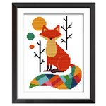 DIY Easy Cross Stitch Kits,Seven Color Fox 11CT Stamped Embroidery Starter Kit for Cross-Stitch Supplies Needlework Craft (28x38cm)