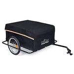 Bicycle trailer up to 65kg with wheel-protection frame, foldable draw-bar, and quick coupling