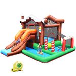 OLAKIDS Inflatable Bouncer, Snow House Bouncy Castle with Slide, Tunnel, Climbing Wall, Play Area, Basketball Rim, Indoor Outdoor Bouncing House with Carrying Bag, Repairing Kit, Stakes, Blower