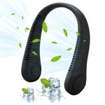 DSLIHA Portable Neck Fan, USB Rechargeable Wearable Hanging Bladeless Hands Free Fan with 3 Speeds, 360°Cooling Personal Fan for Men Women Kids Home Outdoor (Black)