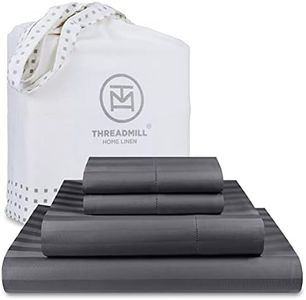 500 Thread Count 100% Extra-Long Staple Cotton Sheet Set Full Sheets Damask Stripe Hemstitch Luxury Bedding Full Sheets 4 Piece Set Smooth Sateen WeaveDark Grey by Threadmill Home Linen