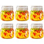 OLWICK® 6 Pcs Air Tight Glass Storage Containers with Steel Clamp Lid and Silicon Seal/Glass Jars/Kitchen Storage Containers/Cookie Jar (Square, 750 ml)