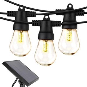Brightech Ambience Pro - Waterproof LED Outdoor Solar String Lights - 1W Vintage Edison Bulbs - 48 Ft Heavy Duty Patio Lights Create Cafe Ambience On Your Porch - Soft White
