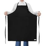 ROTANET Extra Large Aprons for Men Adjustable Bib Aprons with 2 Pockets Cooking Kitchen Bbq Grilling Big Apron for Women Chef Water & Oil Resistant Black