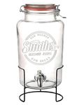 Smith's Mason Jars 5-Litre (169oz) Drink or Water Dispenser with Stainless Steel Spigot(Tap), Removable Mesh Filters and Metal Stand - Ideal for Lemonade, DIY Drinks, Fresh Fruit and Herbs