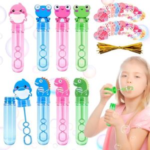 ilauke 18 bolle di sapone per bambini, mini set di bolle di sapone, 6 motivi, 3 colori, piccole con 20 carte, per matrimoni, compleanni dei bambini, ufficio del registro, feste per bambini (rana,