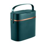 Ksrnsne Trash Bin with Lid and Handle Plastic Trash Bin Small Everyday Kitchen Food Waste Bin Dark Green for Bedroom Office RV