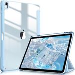 FINTIE Hybrid Case Compatible with iPad Air 13 inch (2024) M2, [Built-in Pencil Holder] Shockproof Cover with Clear Transparent Back Shell, Auto Wake Sleep, (Sky Blue)